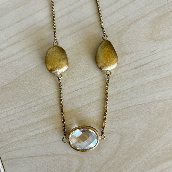 RIVKA FRIEDMAN 18K Gold Clad Pebble & Faceted Rock Crystal Station Necklace - Picture 4 of 6